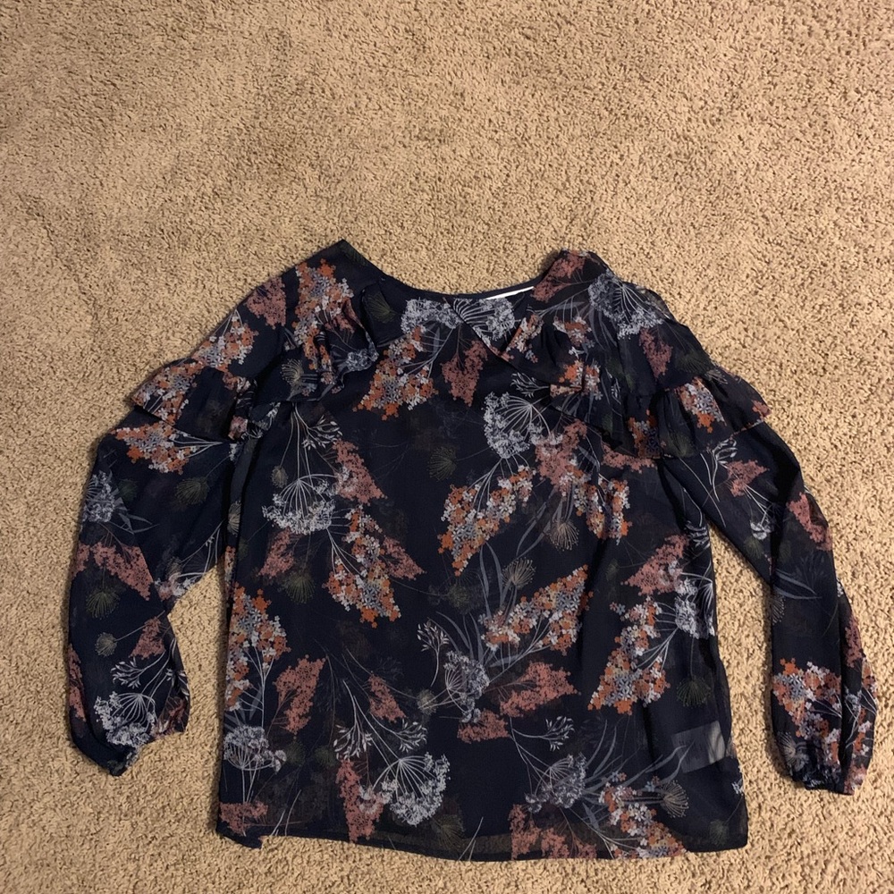 London Times 1x Floral Navy Top